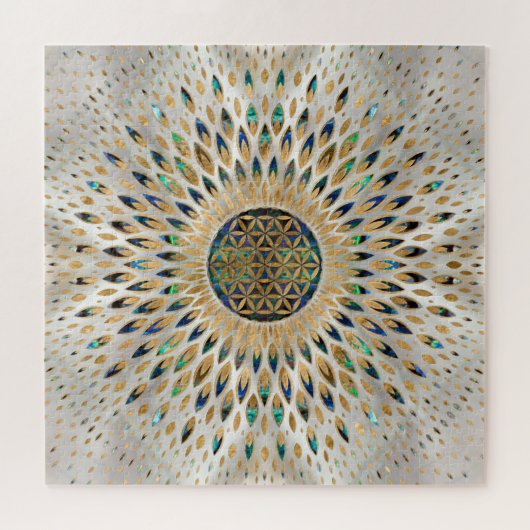 Puzzle Fleur de vie - Abalone Shell et Pearl (Horizontal)