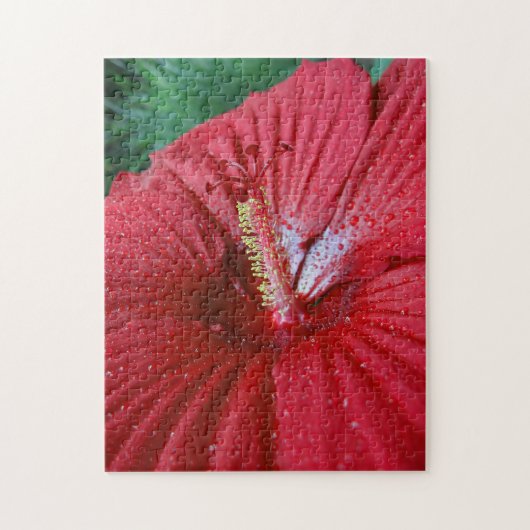 Puzzle Fleur d'Hibiscus Fireball avec Raindrops Photo (Vertical)
