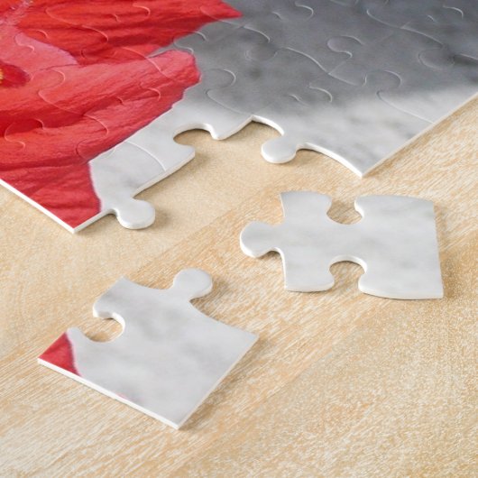 Puzzle Fleur double hibiscus rouge (Côté)