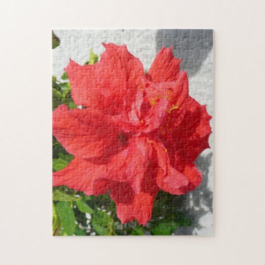 Puzzle Fleur double hibiscus rouge (Vertical)