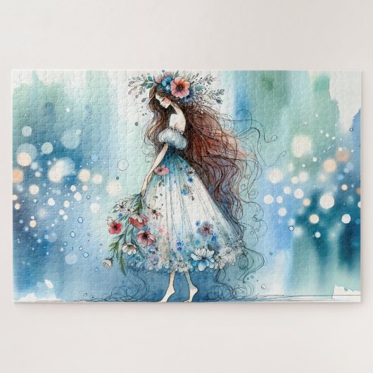 Puzzle Fleur Ethérée Fairy in Watercolor Dreamscape (Horizontal)