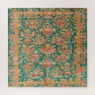 Puzzle Fleur florale d'or vert motif turc perse