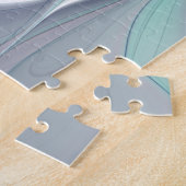 Puzzle Fleur fractale moderne abstraite avec du bleu (Côté)