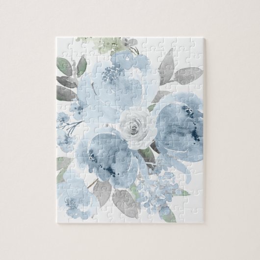 Puzzle Fleur Gift Dusty Blue Mariage Floral Bouquet (Vertical)