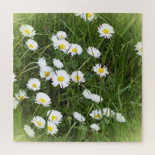 Puzzle fleur grande brillante devant un fond vert (Vertical)
