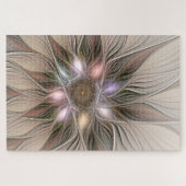 Puzzle Fleur joyeuse Abstrait Beige Brun Floral Fractale (Horizontal)