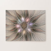 Puzzle Fleur joyeuse Abstrait Beige Brun Floral Fractale (Horizontal)