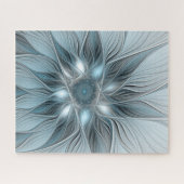 Puzzle Fleur joyeuse abstraite fleur fractale bleue grise (Horizontal)