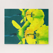 Puzzle Fleur libre florale abstraite jaune aquarelle (Horizontal)