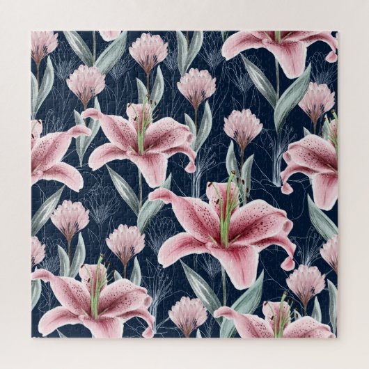 Puzzle Fleur Lilly Rose Motif sans couture. (Vertical)
