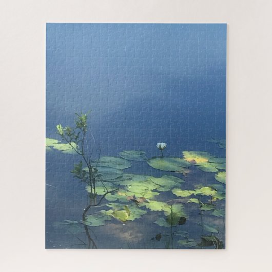 Puzzle Fleur Lily blanche sur eau bleue (Vertical)