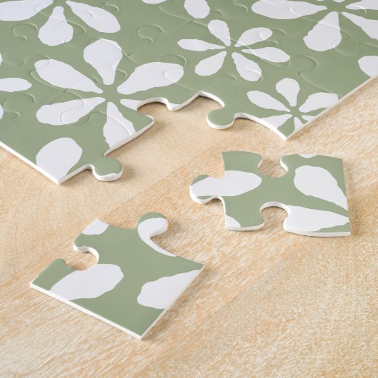 Puzzle Fleur moderne Motif Simple Sage Vert Floral (Côté)