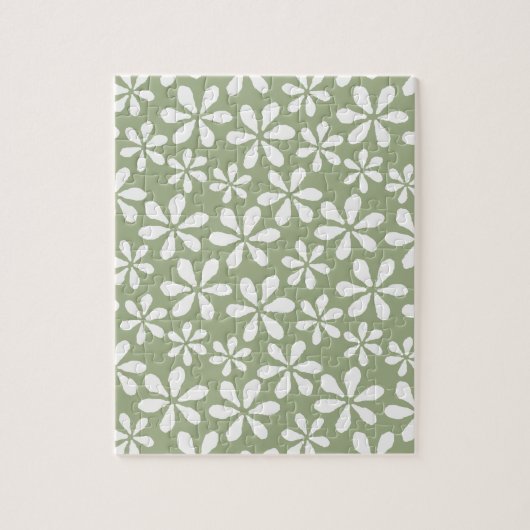 Puzzle Fleur moderne Motif Simple Sage Vert Floral (Vertical)