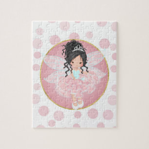 Puzzle Fleur rose cheveux noir