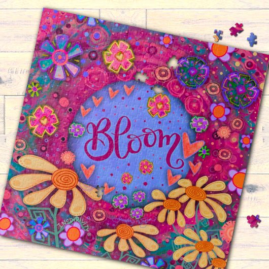 Puzzle Fleur rose Coeur tendance Inspirivée florale