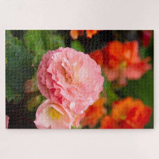 Puzzle Fleur rose délicate après la pluie (Horizontal)