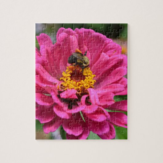 Puzzle Fleur rose et Bumble bebe (Vertical)