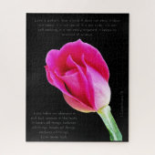 Puzzle Fleur rose simple sur noir, Corinthians Verse (Vertical)