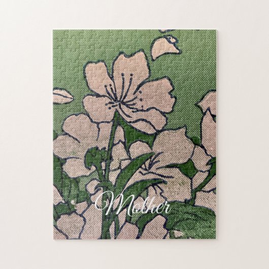 Puzzle Fleur Rose Verte (Vertical)