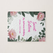 Puzzle Fleur rose vintage vert eucalyptus 16e anniversair (Horizontal)