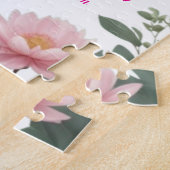 Puzzle Fleur rose vintage vert eucalyptus 16e anniversair (Côté)