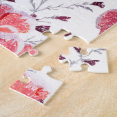 Puzzle Fleur rouge rose sur blanc. (Côté)