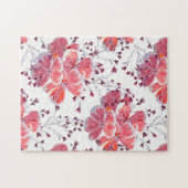 Puzzle Fleur rouge rose sur blanc. (Horizontal)