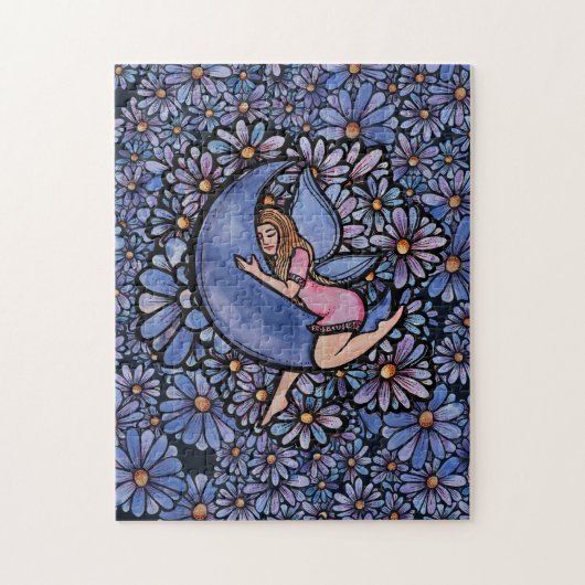 Puzzle Fleur violette Lune Fée (Vertical)