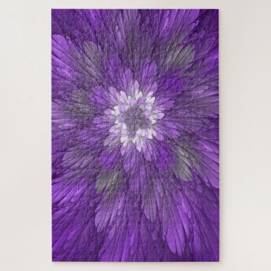 Puzzle Fleur Violette Psychedélique Art Fractal Abstrait (Vertical)
