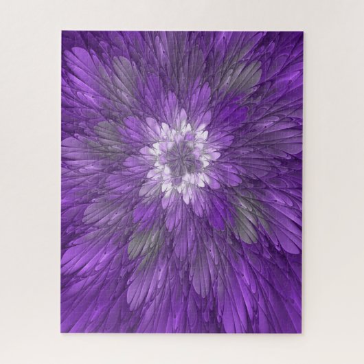 Puzzle Fleur Violette Psychedélique Art Fractal Abstrait (Vertical)