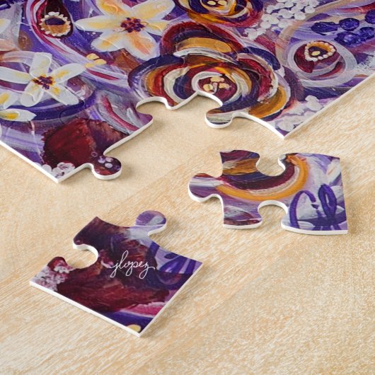 Puzzle fleuri de paon (Côté)