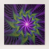 Puzzle Fleuron vert violet Art Abstrait fractal moderne (Horizontal)