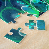 Puzzle Fleurs Abstraites Bleu Turquoise Vert Personnalisé (Côté)