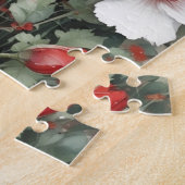 Puzzle Fleurs blanches et rouges Elégante aquarelle (Côté)
