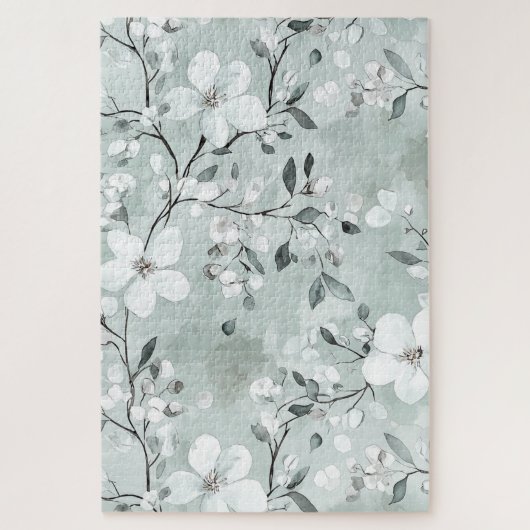Puzzle Fleurs blanches gris chic (Vertical)