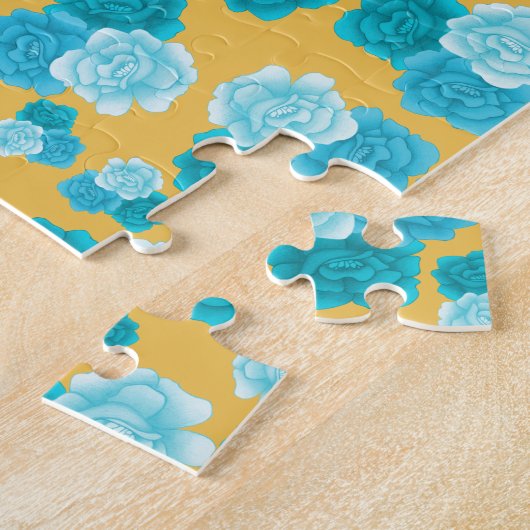 Puzzle Fleurs bleues délicates Motif personnalisé (Côté)