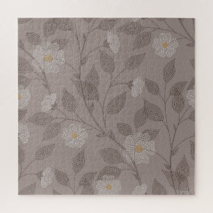 Puzzle Fleurs brodées et feuilles, design sans soudure.