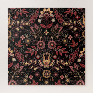 Puzzle Fleurs brodées, vintage foncé