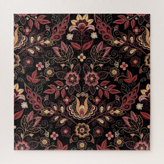 Puzzle Fleurs brodées, vintage foncé (Vertical)