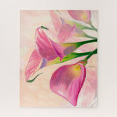 Puzzle Fleurs Calla Roses, Peinture Acrylique (Vertical)