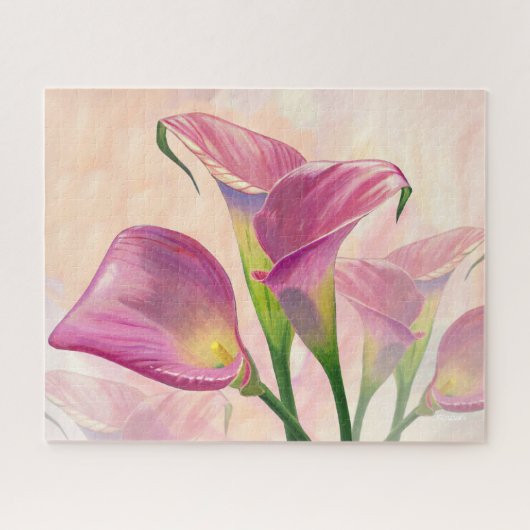 Puzzle Fleurs Calla Roses, Peinture Acrylique (Horizontal)