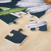 Puzzle Fleurs chamomiles : Aquarelle bleu foncé. (Côté)