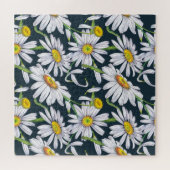 Puzzle Fleurs chamomiles : Aquarelle bleu foncé. (Horizontal)
