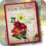 Puzzle Fleurs colorées - Carte postale Vintage française<br><div class="desc">Ce puzzle de Jigsaw présente l'image d'un bouquet de belles fleurs colorées d'une carte postale vintage française. ► Personnalisez, si vous le souhaitez, en ajoutant du texte personnalisé, une petite image et/ou un logo. Ça fait aussi un grand cadeau ! Disponible en plusieurs tailles et en nombre de pièces. NOTA...</div>