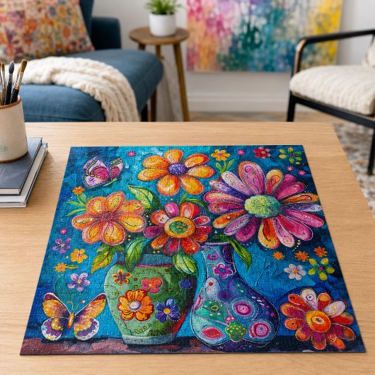 Puzzle Fleurs colorées vives