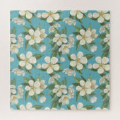 Puzzle Fleurs d'aquarelle blanche Feuilles verts (Horizontal)