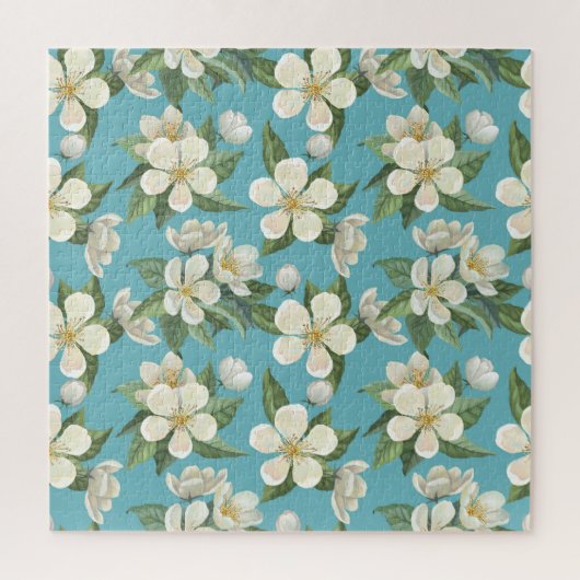 Puzzle Fleurs d'aquarelle blanche Feuilles verts (Vertical)