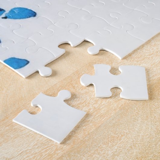 Puzzle Fleurs d'Aquarelle Bleue Delicate Belle (Côté)