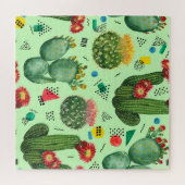 Puzzle Fleurs de cactus : Aquarelle Arrière - plan géomét (Horizontal)