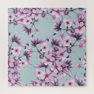 Puzzle Fleurs de cerisier rose : branche arrière - plan a